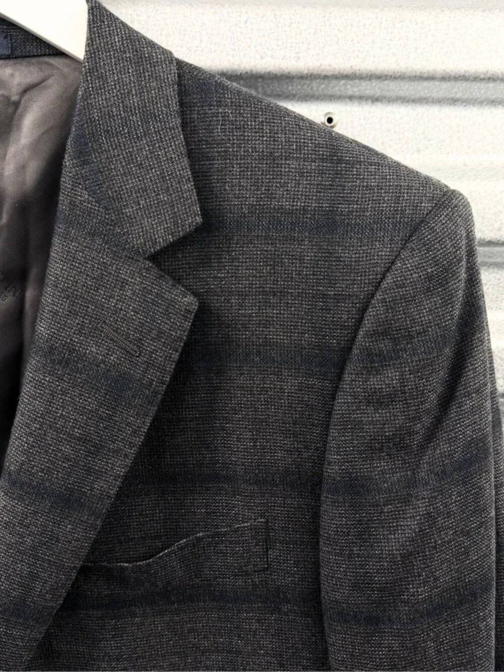LANVIN Grey Wool Windowpane Check Sport Coat Blazer Jacket
